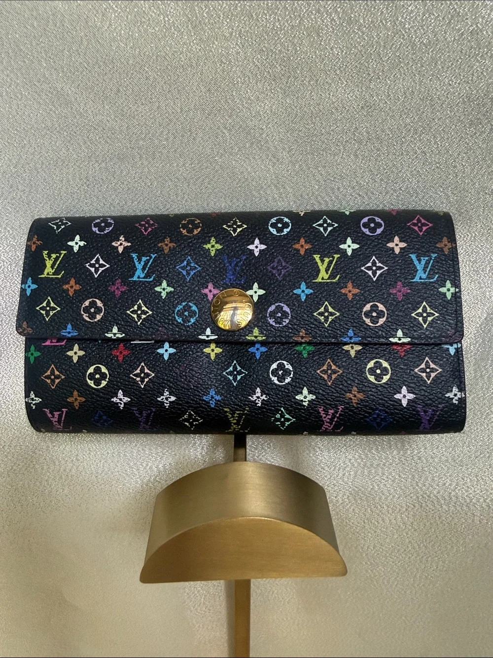Louis Vuitton Black Multicolor Murakami Monogram Long Wallet